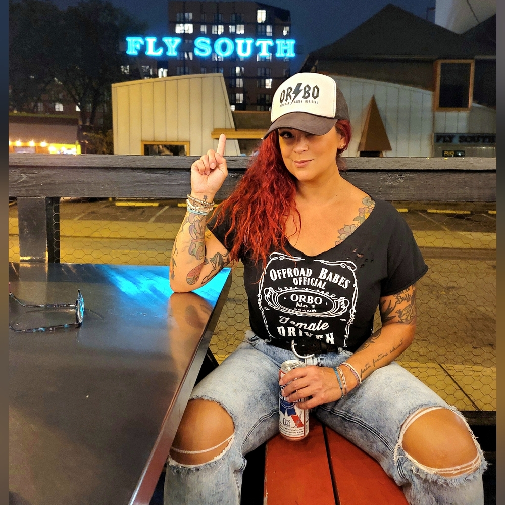 Offroad Babes Official Women's Custom Distressed Crop Top in Black Size Medium